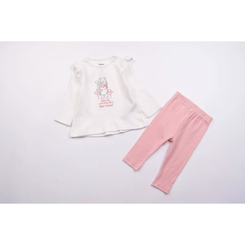 外贸欧美女宝春秋纯棉长袖T恤上衣 婴儿螺纹棉打底长裤子两件套装