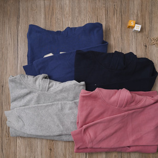 GA外贸男女装情侣秋冬连帽抓绒衫卫衣厚实外套大童保暖休闲套头衫