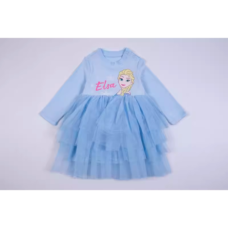 外贸欧美女宝春秋纯棉长袖连衣裙女童卡通拼接纱裙可爱公主裙子