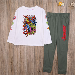两件套装 ZR外贸欧美 子秋衣秋裤 T恤上衣男童长裤 男宝春秋纯棉长袖