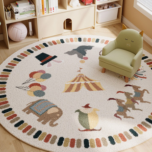 儿童房地毯阅读区防滑儿童爬行垫子客厅卧室房间床边圆形毛绒地垫