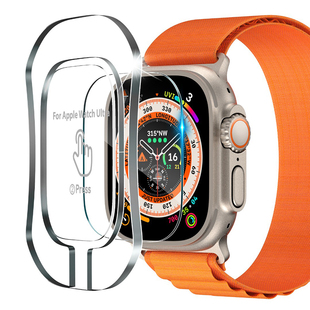 适用AppleWatchUltra钢化膜AppleWatch Ultr苹果手表保护膜ultra全屏覆盖套苹果applewatchultra49mm钢化膜