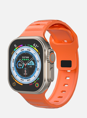 适用Apple Watch Ultra2手表iwatch49MM软表带硅胶苹果手表表带ultra表带改装Series9/8/7表带非氟橡胶男款