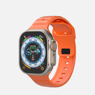 适用Apple Watch Ultra2手表iwatch49MM软表带硅胶苹果手表表带ultra表带改装Series9/8/7表带非氟橡胶男款