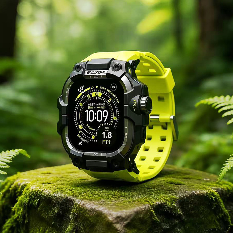 适用AppleWatch Ultra3/2/1代金属改装壳苹果手表iwatch10高性能硅胶表带S11一体氟橡胶运动表带45/46/49mm