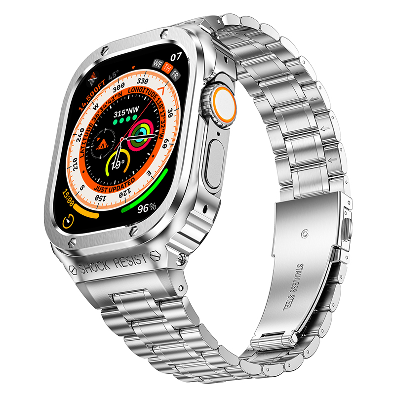 适用AppleWatchUltra2表带AppleWatch8钛合金Ultra表壳iWatch9苹果SE手表带金属改装一体保护套S8/S7壳49mm