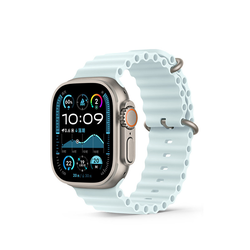 适用AppleWatch10表带ultra2海洋苹果s9手表iWatch8/7/6硅胶表带手表S9硅胶高级男运动SE女智能腕带49mm新款