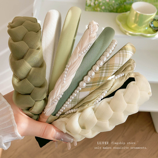 薄荷曼波绿色发箍女2025新款 高颅顶头箍网红洗脸压发发捆发卡头饰