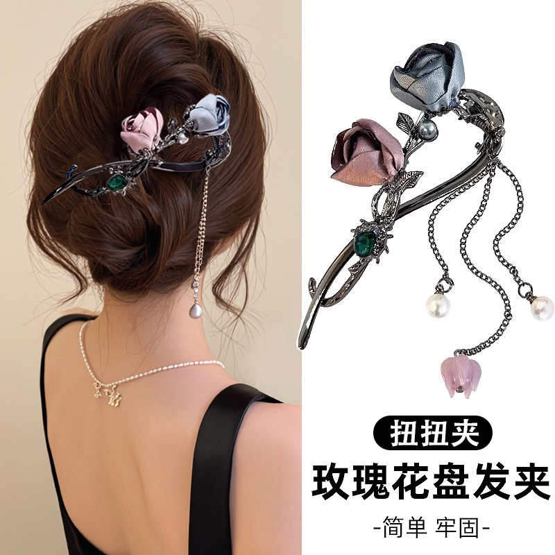 高級感花朵流蘇發(fā)夾女2025新款
