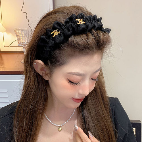 高级感宽边黑色发箍女2023年新款
