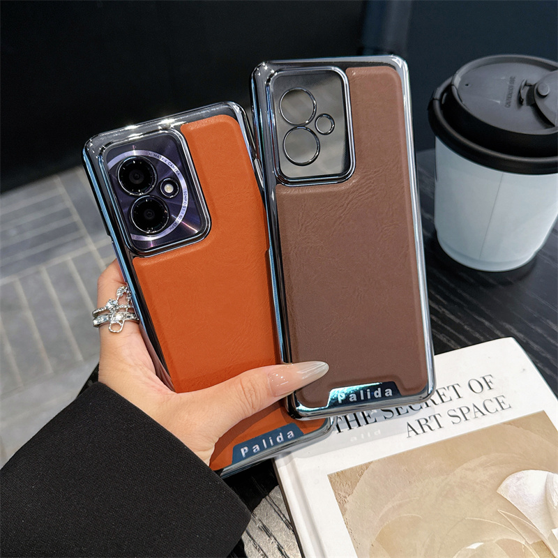 适用华为荣耀100pro手机壳honor 100曲屏商务电镀素皮x100p100全包镜头一百por超薄1oo硅胶maa一an00时尚皮革