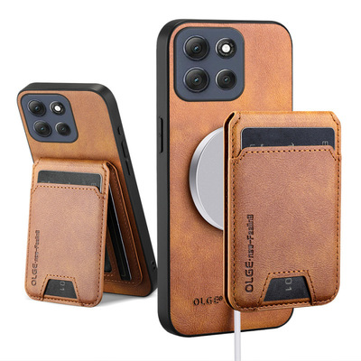 适用摩托罗拉g06手机壳Moto G86 Power商务皮革Motorola全包边后壳g100pro磁吸卡包g5g可支架go6插卡槽门禁卡