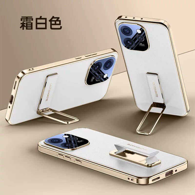 适用opporeno15手机壳reno15pro时尚电镀素皮opρoreno全包镜头5g后壳opreno超薄p皮质plw腕带横竖支架plv110