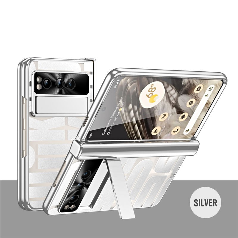 适用谷歌pixelfold手机壳pixel fold时尚电镀透明Googlefold折叠屏中轴pixelfoid双面带盖flod全包壳膜一体5g