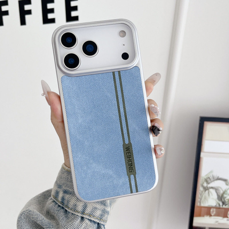 适用苹果17手机壳iphone17air电镀拼接布纹ip17promax素皮i17pro超薄max保护壳1phone16时尚por皮质alr磁吸pm