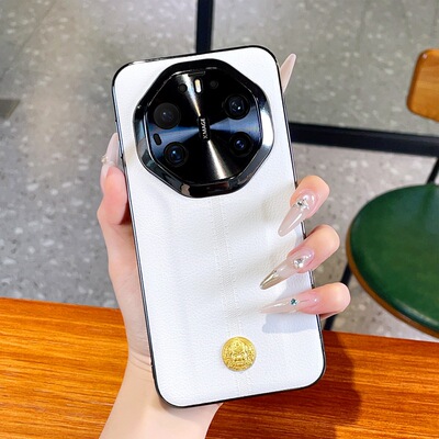 适用华为mate80rs手机壳meta80非凡大师高级感素皮m8ors黄财神mete全包镜头后壳mato美特80sr简约皮质met新款
