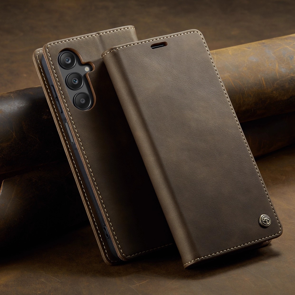 适用三星S25手机壳A17复古小牛纹