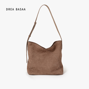 DREA BASAA半山花瓣流浪包磨砂皮中号单肩斜跨包真皮大容量通勤包