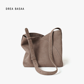 DREA BASAA半山花瓣流浪包磨砂皮小号单肩包大容量真皮通勤斜跨包