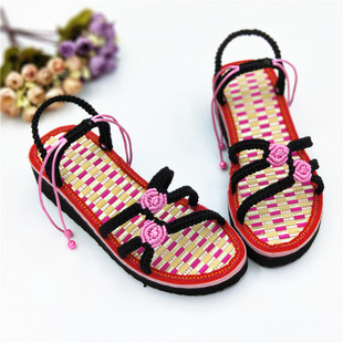 中国风凉鞋孺子牛夏季女鞋底坡跟居家手工编织拖鞋底材料DIY教学