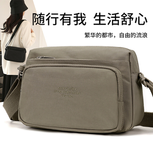 2025新款轻便多口袋小包斜挎包女包大容量休闲通勤包尼龙布单肩包