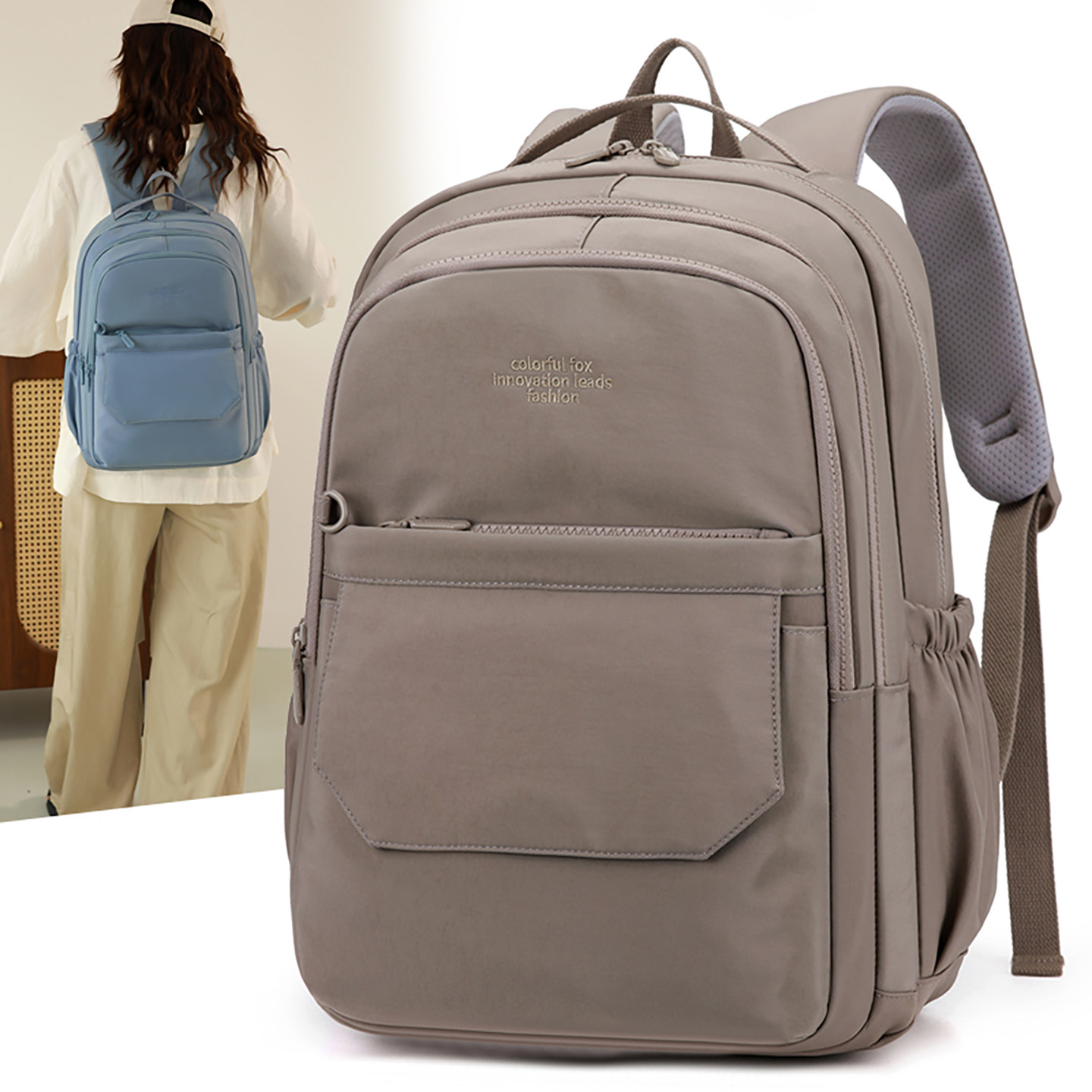休闲牛津布大容量双肩包女多层电脑背包通勤防水书包短途旅行包男,箱包皮具/热销女包/男包,双肩背包,淘宝优惠券,粉丝福利购,淘宝优惠卷