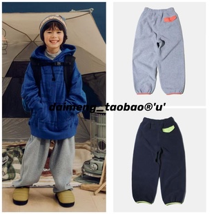 男女童中大童两色松紧腰拼色休闲摇粒绒长裤 出口韩冬款 160码 130