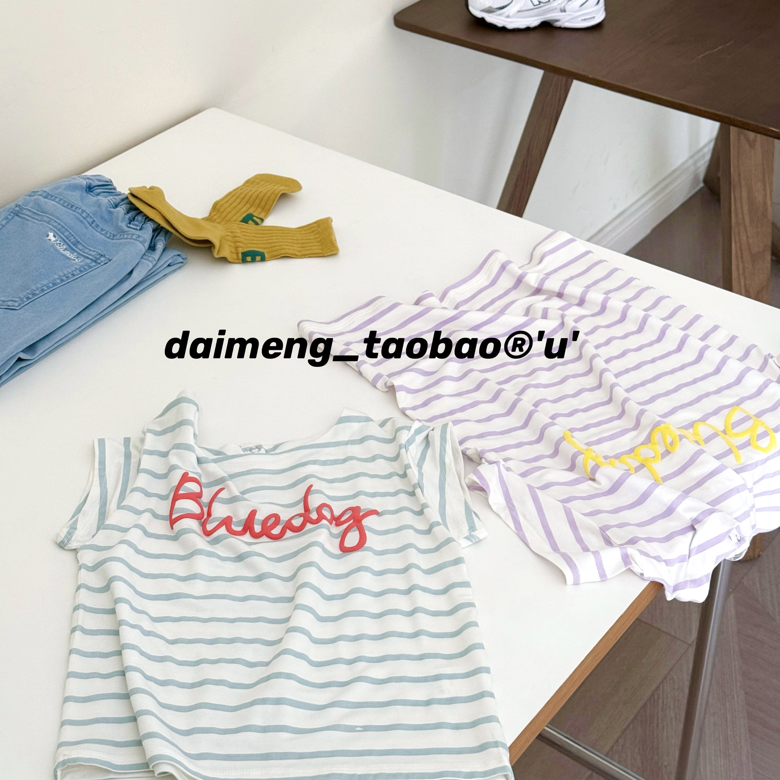 一件包邮！福利款不打折120-155码夏男女童两色条纹超薄软短袖T恤