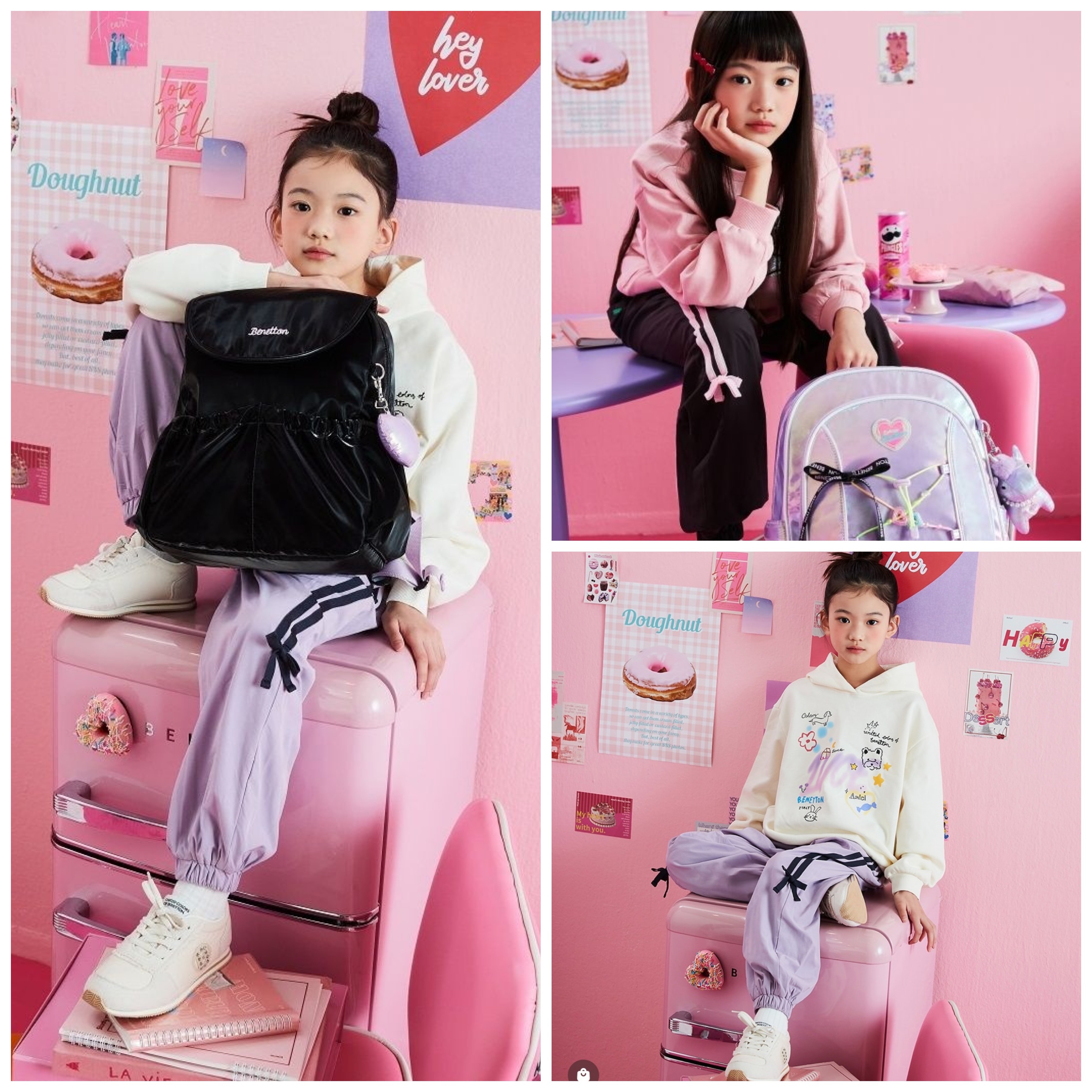 120-150码出口韩冬款女童女宝两色拼接蝴蝶结甜美加绒保暖运动裤