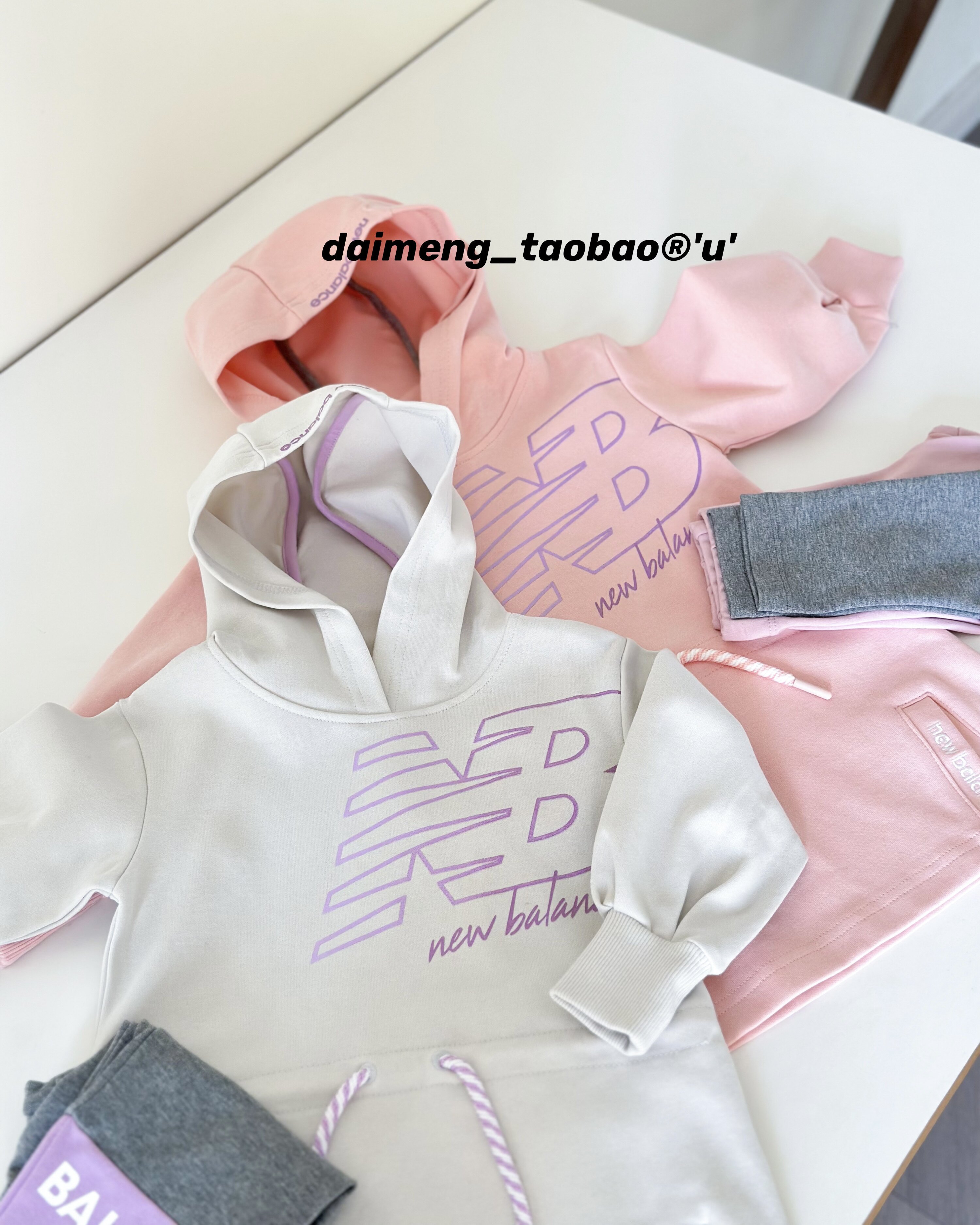 定制100-150码春款女童女宝纯棉连帽卫衣裙拼色打底裤运动套装