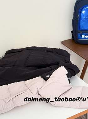 定制120-160码冬款男女童中大童卡其拼接立领保暖双面穿棉服外套