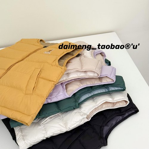 100-155码出口韩秋冬款男女童中大童六色保暖纯色羽绒马甲可内搭