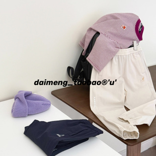 出口韩春夏款 155码 110 男女童两色字母拼接速干休闲长裤 包邮