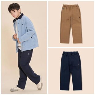 110-165码 出口韩秋款男女童中大童两色松紧腰百搭休闲长裤