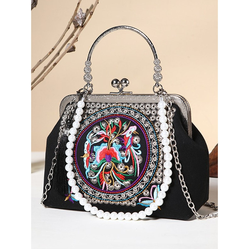 手拿包复古民族绣花包轻便刺绣帆