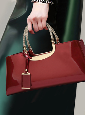 2025新潮简约时尚漆皮亮面女包新娘结婚手提包女包晚宴包单肩包
