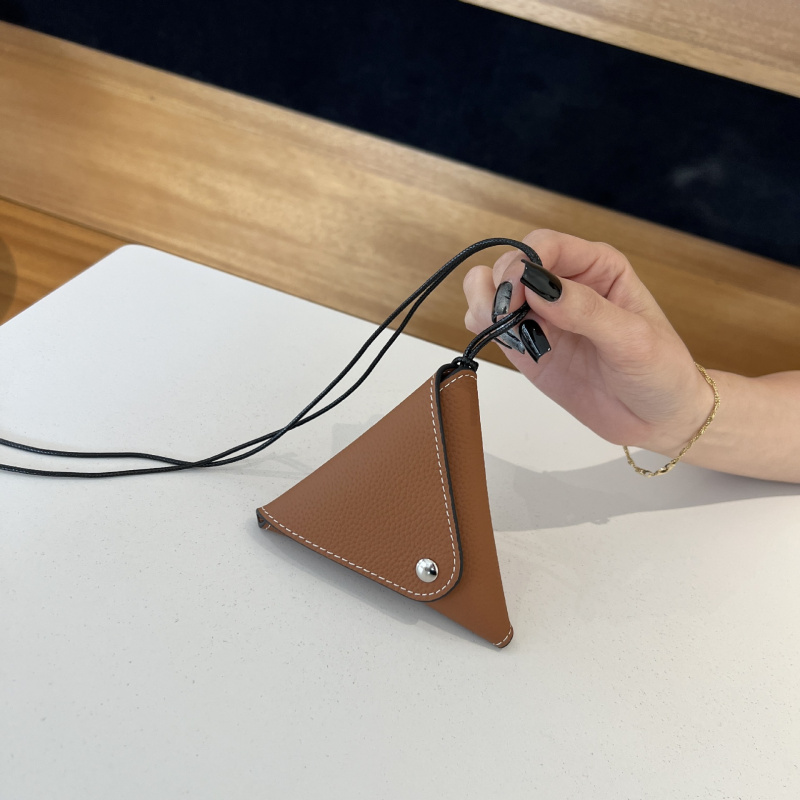 头层牛皮时尚挂脖口红包耳机包精