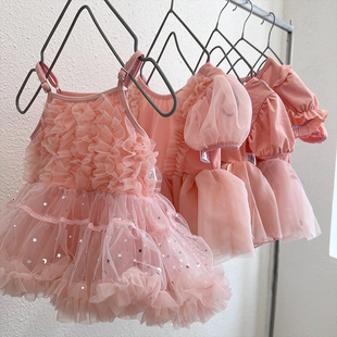 韩国新款 洋气沙滩度假 超仙儿童游泳衣女童连体可爱公主女孩纱裙式