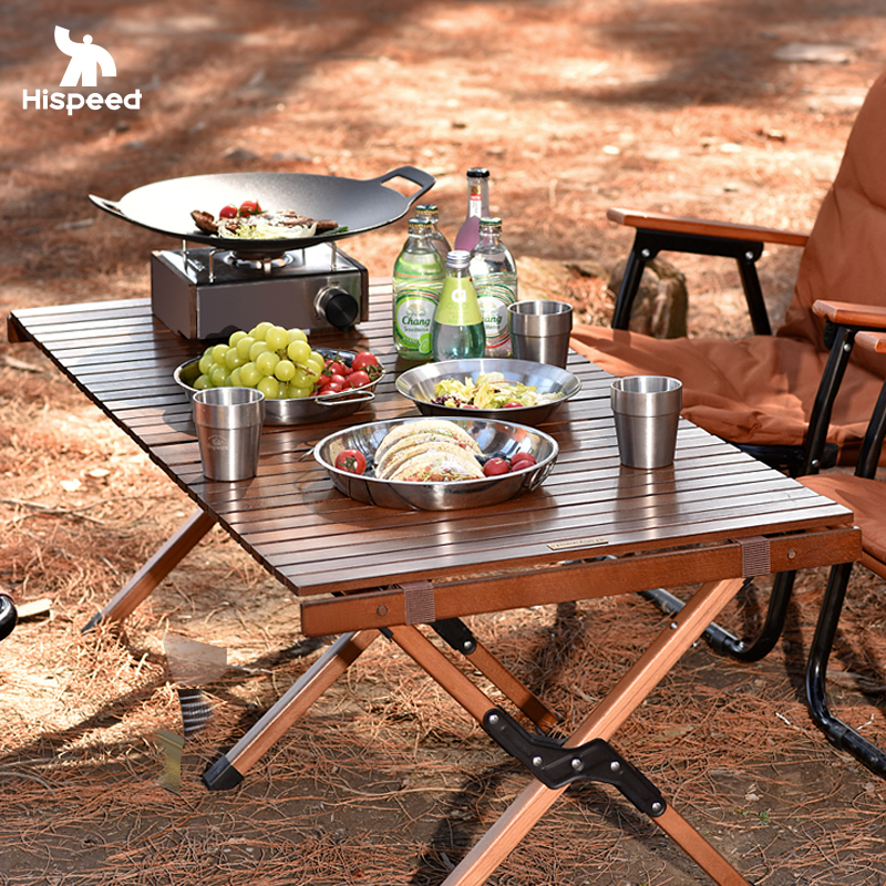 旗速蛋卷桌户外桌椅折叠便携式露营装备用品套装野营实木野餐桌子