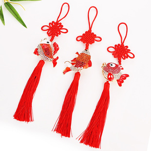 鲤鱼跃龙门汽车挂件吉祥送福运端午节门把手挂饰端午中国结中国红
