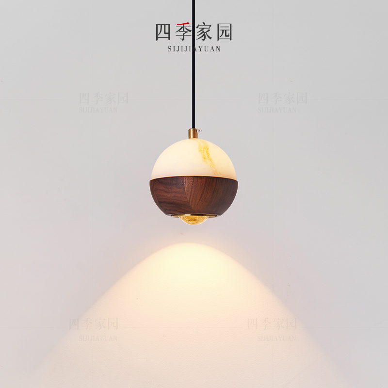 卧室床头小吊灯简约现代轻奢胡桃木高级感餐厅吧台氛围灯具设计师