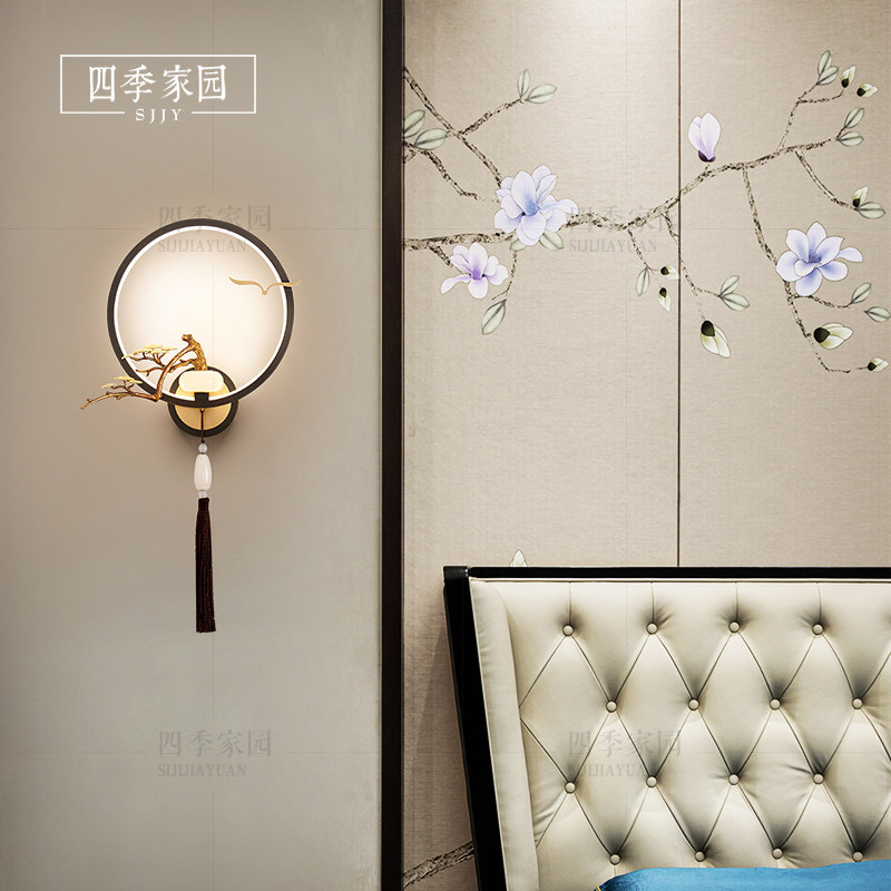 四季家园新中式壁灯客厅电视背景墙新款现代高端主卧床头别墅全铜