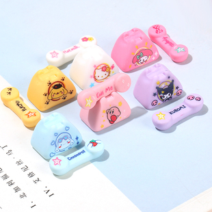 三丽鸥立体座机仿真小电话diy树脂配件 发饰耳饰烟盒洞洞鞋材料