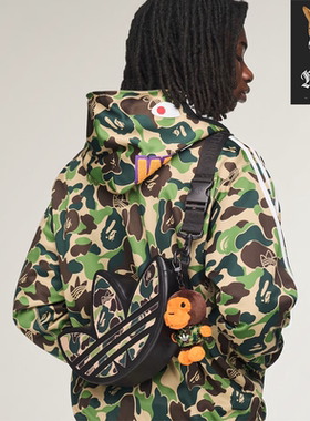 阿迪达斯Adidas x BAPE联名款三叶草舒适休闲裤外套斜挎包 KF4916