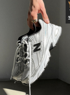 New Balance NB740 男女银白色复古网眼透气低帮休闲运动跑步鞋