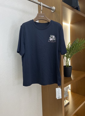 羽衣甘蓝旗下蔻引牌夏季新品刺绣花朵圆领休闲T恤