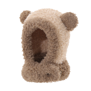 小熊帽子围脖一体男冬季可爱冬天情侣连帽护耳骑车保暖围脖冬潮牌