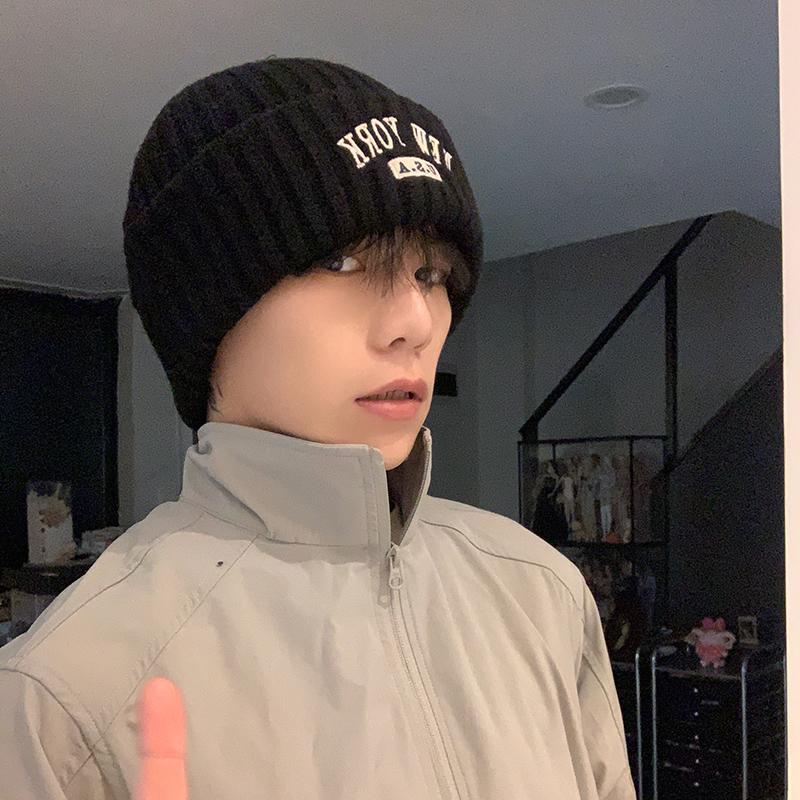 男士保暖防寒黑色毛线帽子冬季潮