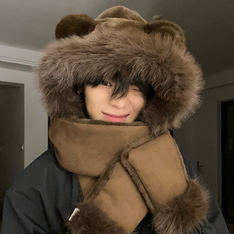 2025新款韩系潮人围巾一体帽