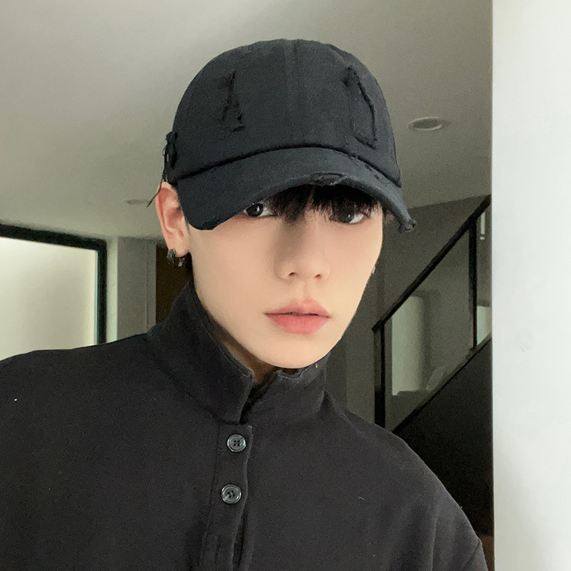 帽子男款春秋季个性破洞棒球帽男士防晒遮阳帽显脸小情侣鸭舌帽潮